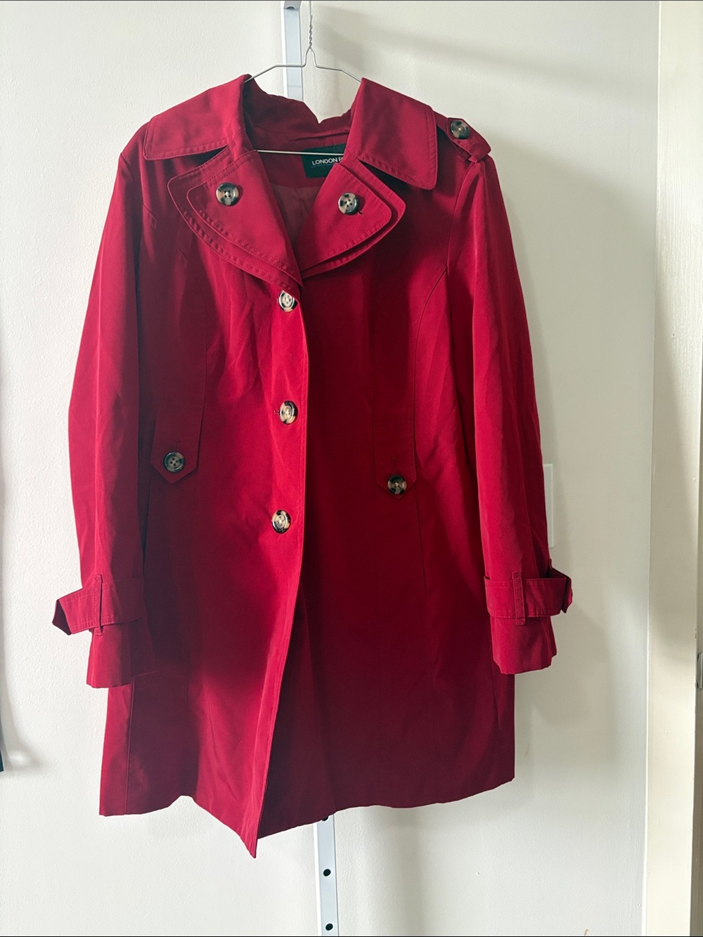 London Fog Red Double-Breasted Trench Coat